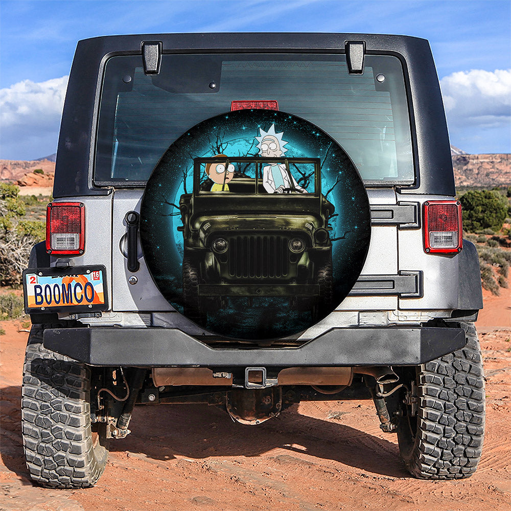Rick And Morty Moonlight Halloween Jeep Funny Car Spare Tire Cover