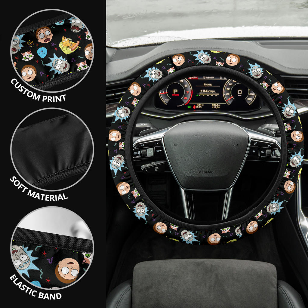 Rick And Morty Print Christmas Premium Custom Car Steering Wheel Cover