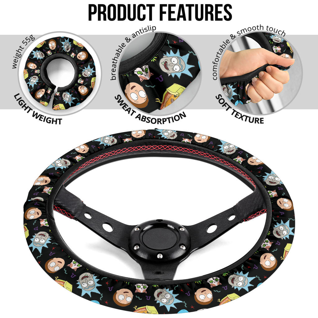 Rick And Morty Print Christmas Premium Custom Car Steering Wheel Cover
