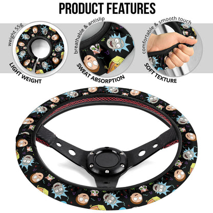 Rick And Morty Print Christmas Premium Custom Car Steering Wheel Cover