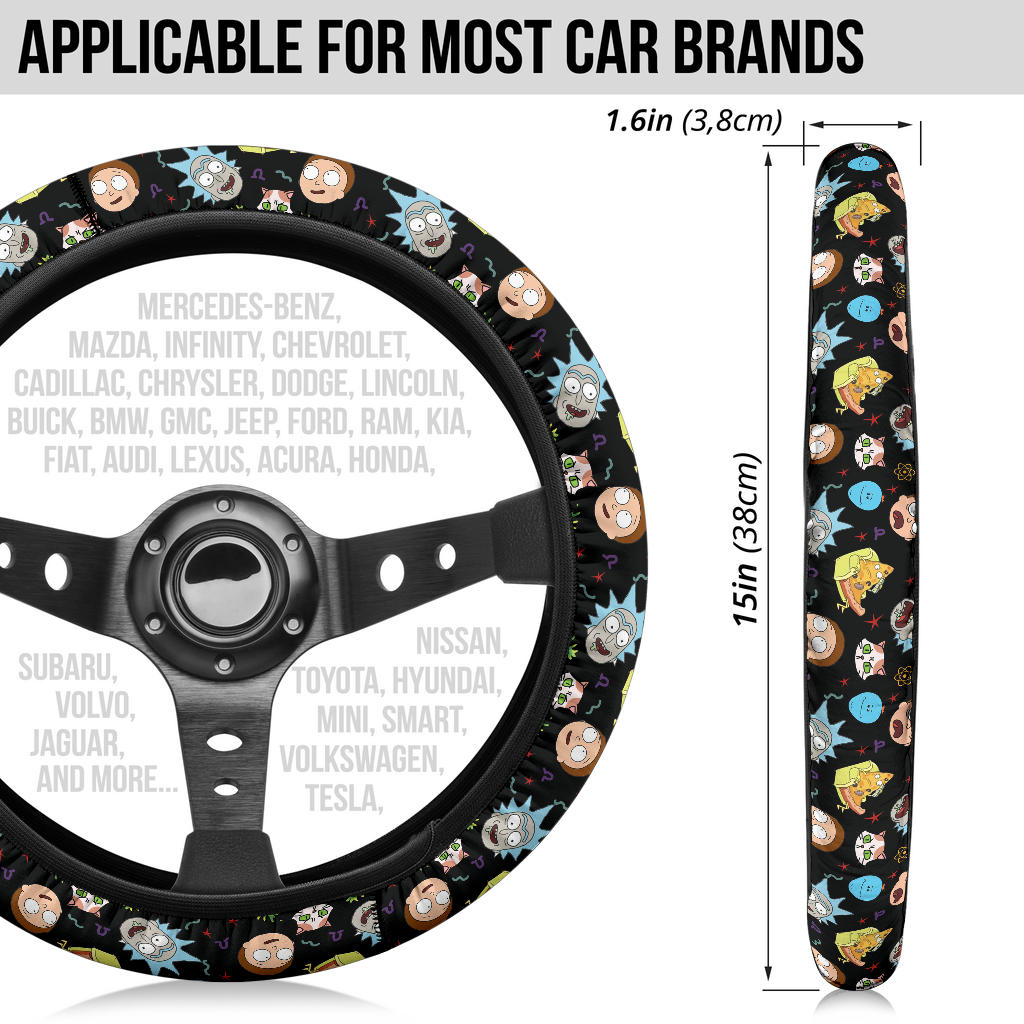 Rick And Morty Print Christmas Premium Custom Car Steering Wheel Cover