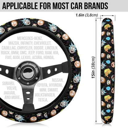 Rick And Morty Print Christmas Premium Custom Car Steering Wheel Cover