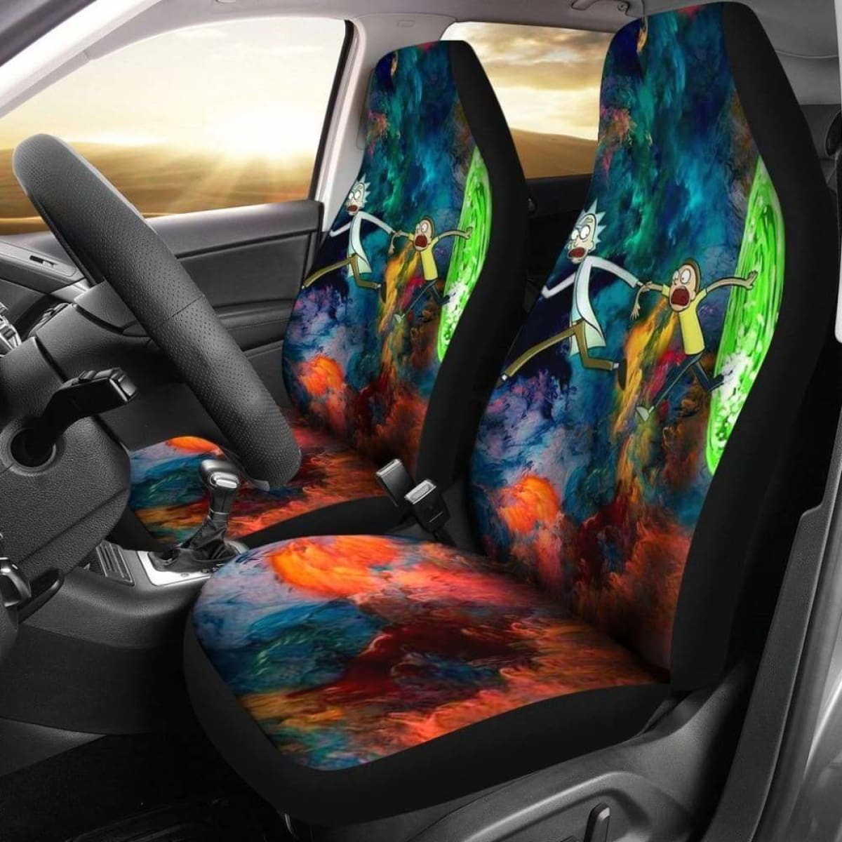 Rick And Morty Running Time Car Seat Covers Universal Fit 051012