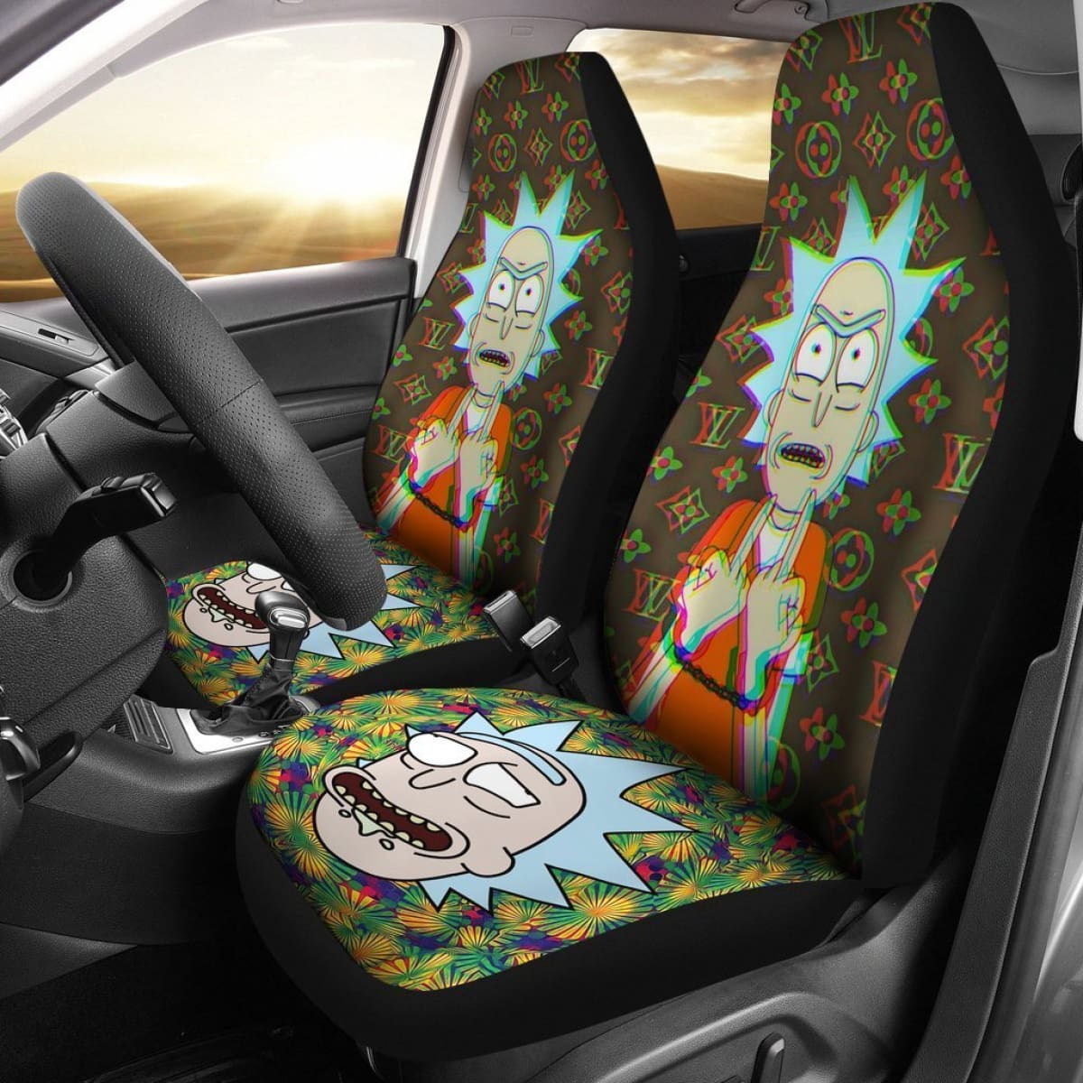 Rick Middle Finger Rick And Morty Car Seat Covers Lt04 Universal Fit 225721