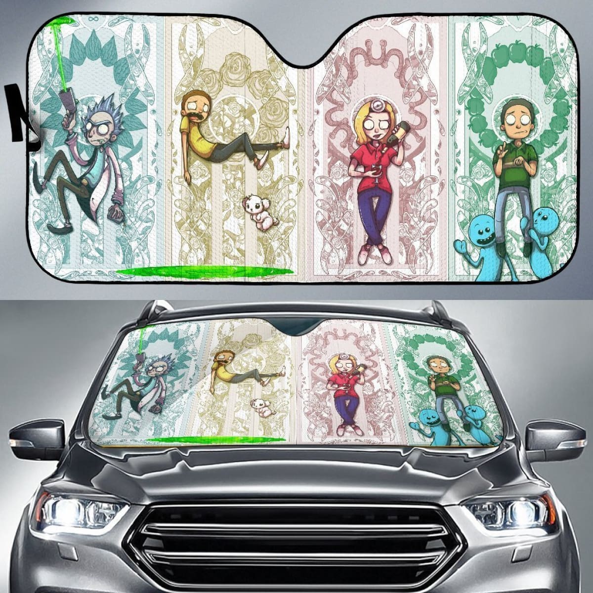 Rick & Morty Characters Cartoon Auto Sun Shade Nh07 Universal Fit 111204