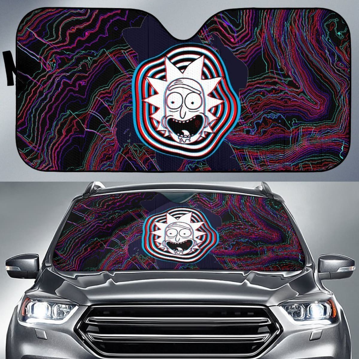 Rick & Morty Face Cartoon Auto Sun Shade Nh07 Universal Fit 111204