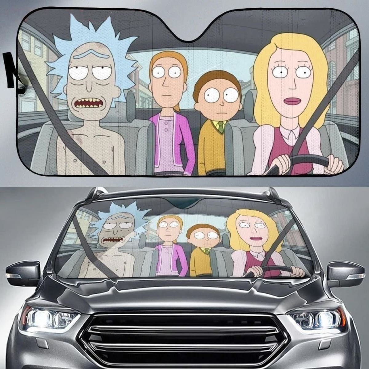 Rick Nake In Car Funny Rick & Morty Auto Sun Shade Universal Fit 174503