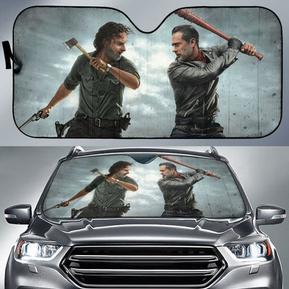 Rick Vs Negan The Walking Dead Auto Sun Shade Mn05 Universal Fit 111204