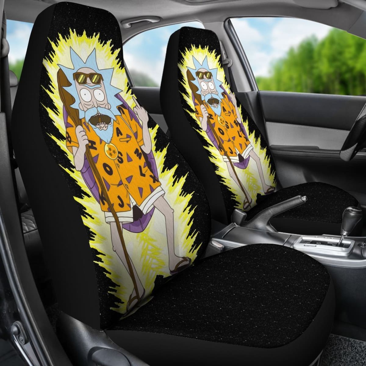Rick and Morty Dragon Ball Car Seat Covers Cartoon Fan Gift Universal Fit 210212