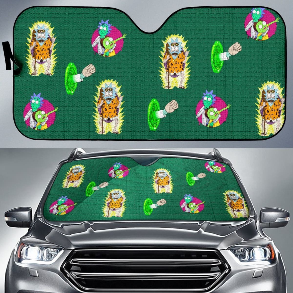 Rick and Morty Dragon Cartoon Ball Partten Car Sun Shades Universal Fit 210212