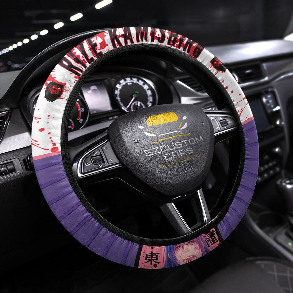 Rize Kamishiro Anime Steering Wheel Cover Custom Tokyo Ghoul Anime Car Accessories
