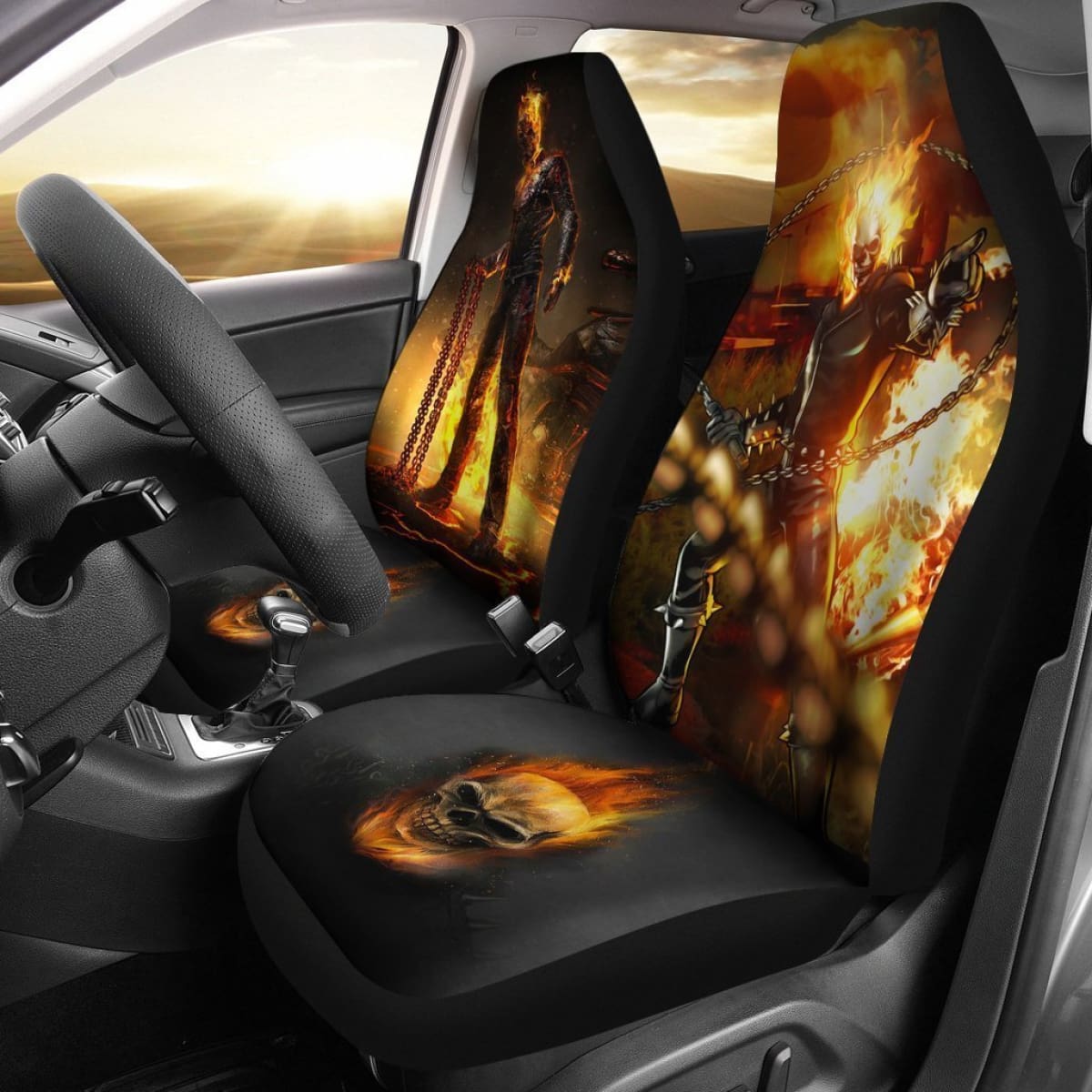 Robbie And His Metallic Chain Ghost Rider Car Seat Covers Lt04 Universal Fit 225721