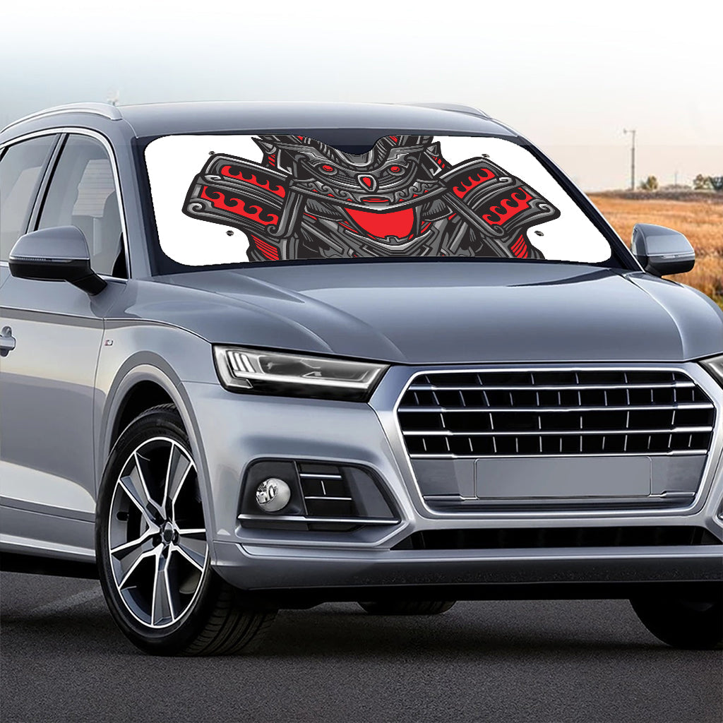 Robot Samurai Mask Print Car Windshield Sun Shade