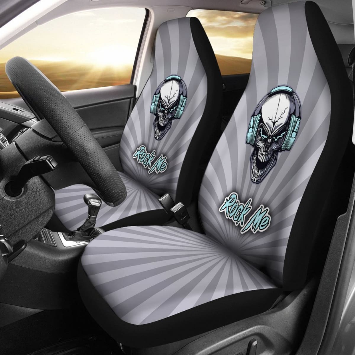 Rock Me Car Seat Covers For Skull Lovers And Music Freaks Universal Fit 225721
