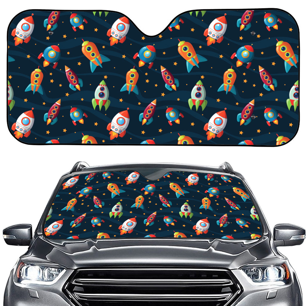 Rockets And Stars Pattern Print Car Windshield Sun Shade