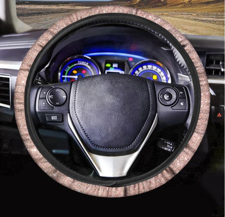 Rose Gold Glitter Texture Print Car Steering Wheel Cover