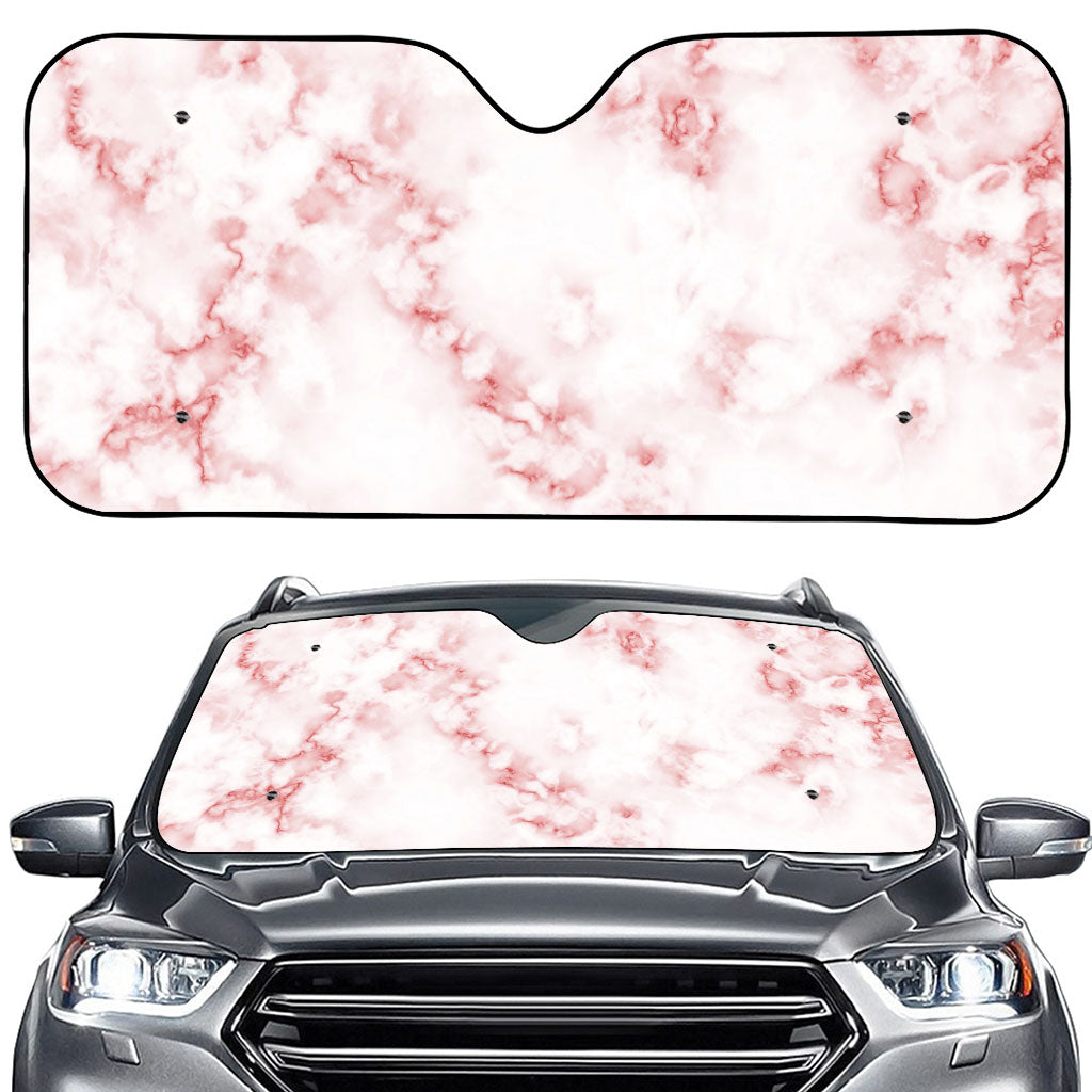 Rose Pink Marble Print Car Windshield Sun Shade