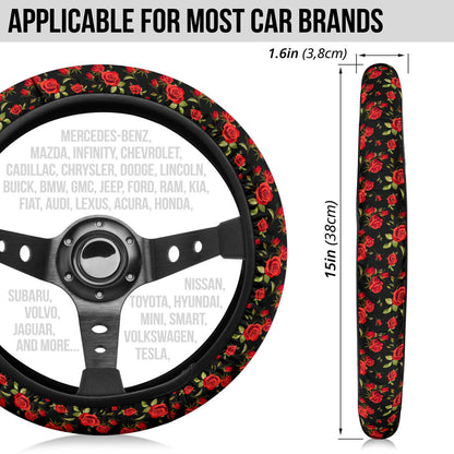 Rose Red Premium Car Steering Wheel Cover