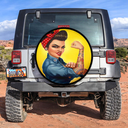 Rosie the Riveter With Tattoos Spare Tire Cover