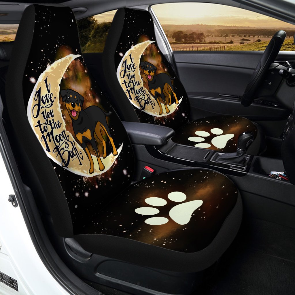 Rottweiler Car Seat Covers I Love You To The Moon and Back Idea Car Accessories For Rottweiler Lovers