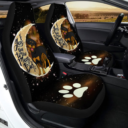 Rottweiler Car Seat Covers I Love You To The Moon and Back Idea Car Accessories For Rottweiler Lovers