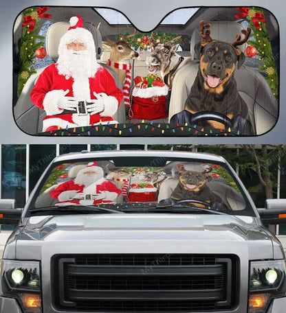 Rottweiler Dog Lovers Xmas Printed 3D Sun Shade