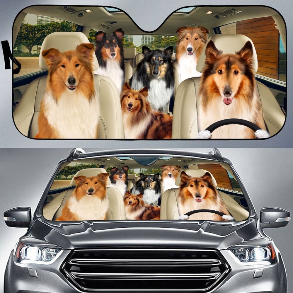 Rough Collie Car All Over Printed 3D Sun Shade