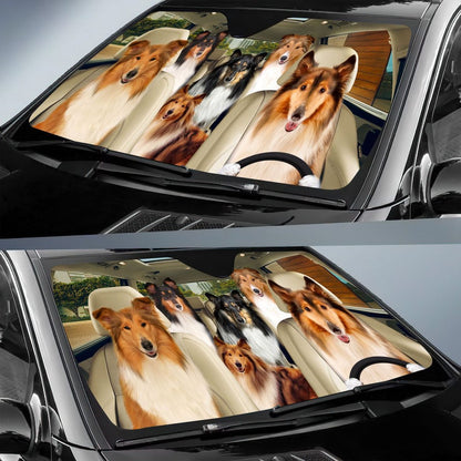 Rough Collie Car All Over Printed 3D Sun Shade