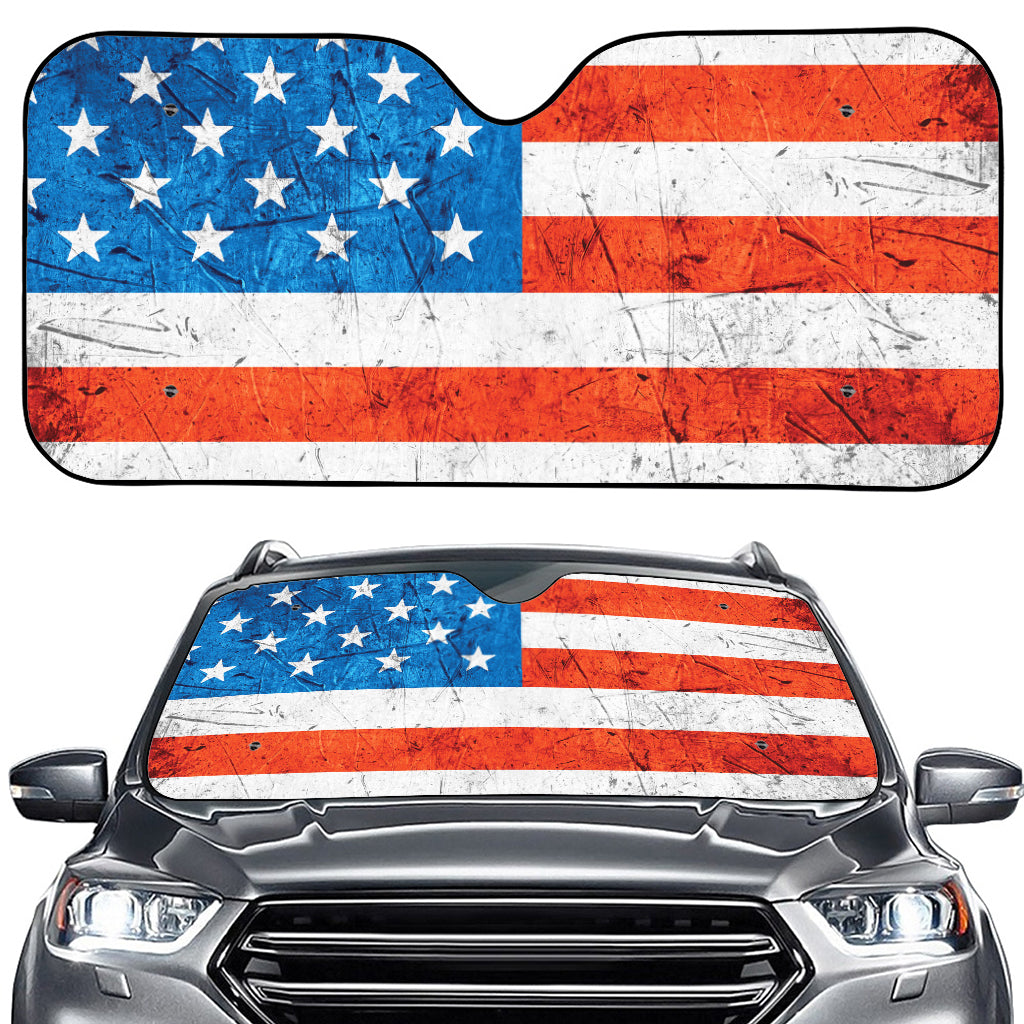 Rough USA Flag Print Car Windshield Sun Shade