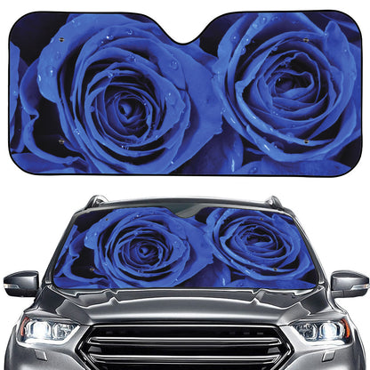 Royal Blue Rose Print Car Windshield Sun Shade