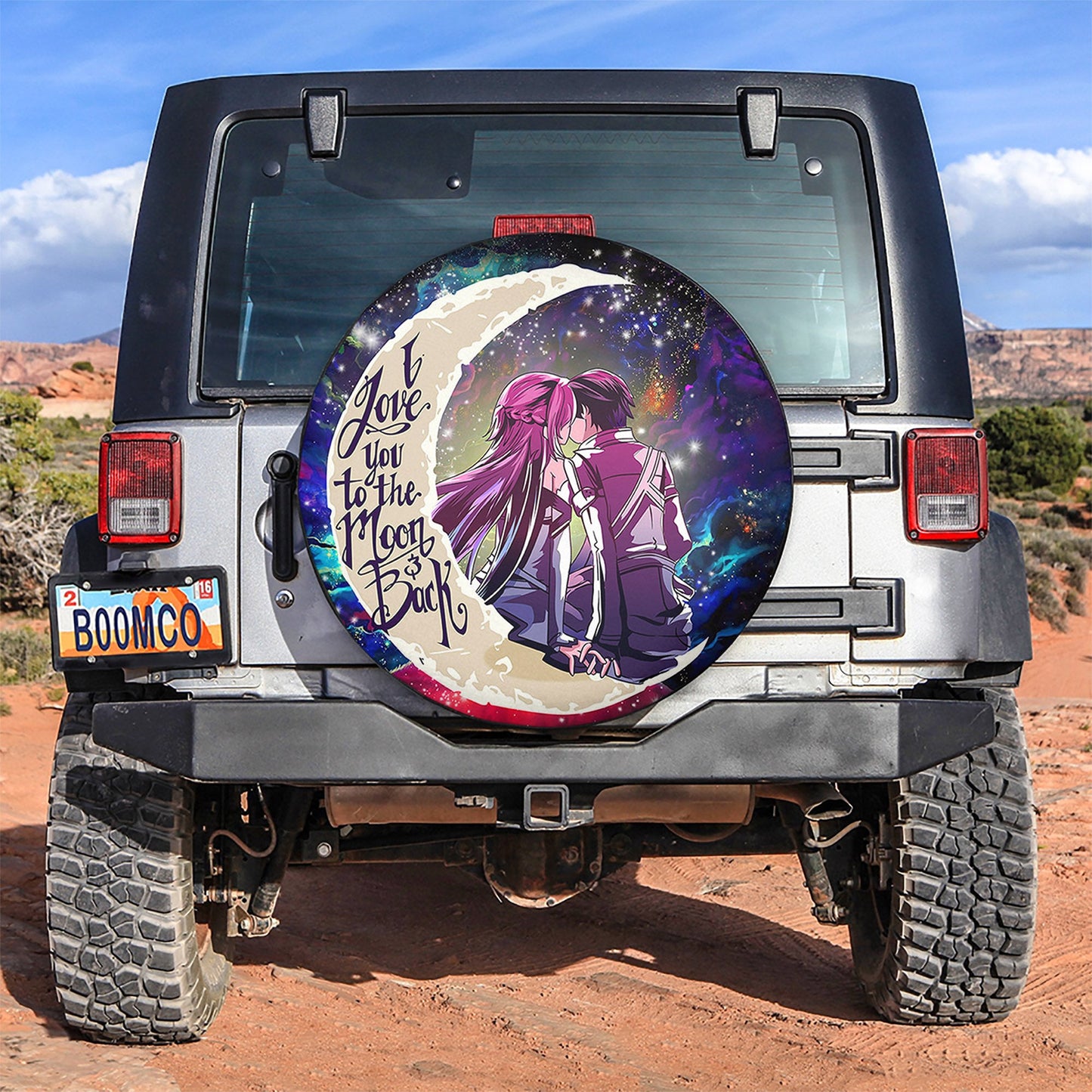 SAO Sword Art Online Asuna Kirito Love You To The Moon Galaxy Spare Tire Cover