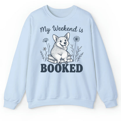 My Weekend is Booked Corgi T-Shirt – Funny Book Lover Dog Tee