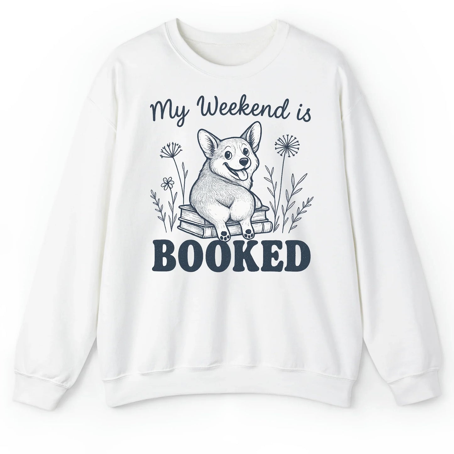 My Weekend is Booked Corgi T-Shirt – Funny Book Lover Dog Tee