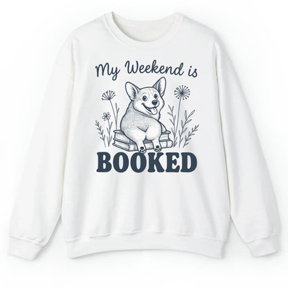 My Weekend is Booked Corgi T-Shirt – Funny Book Lover Dog Tee