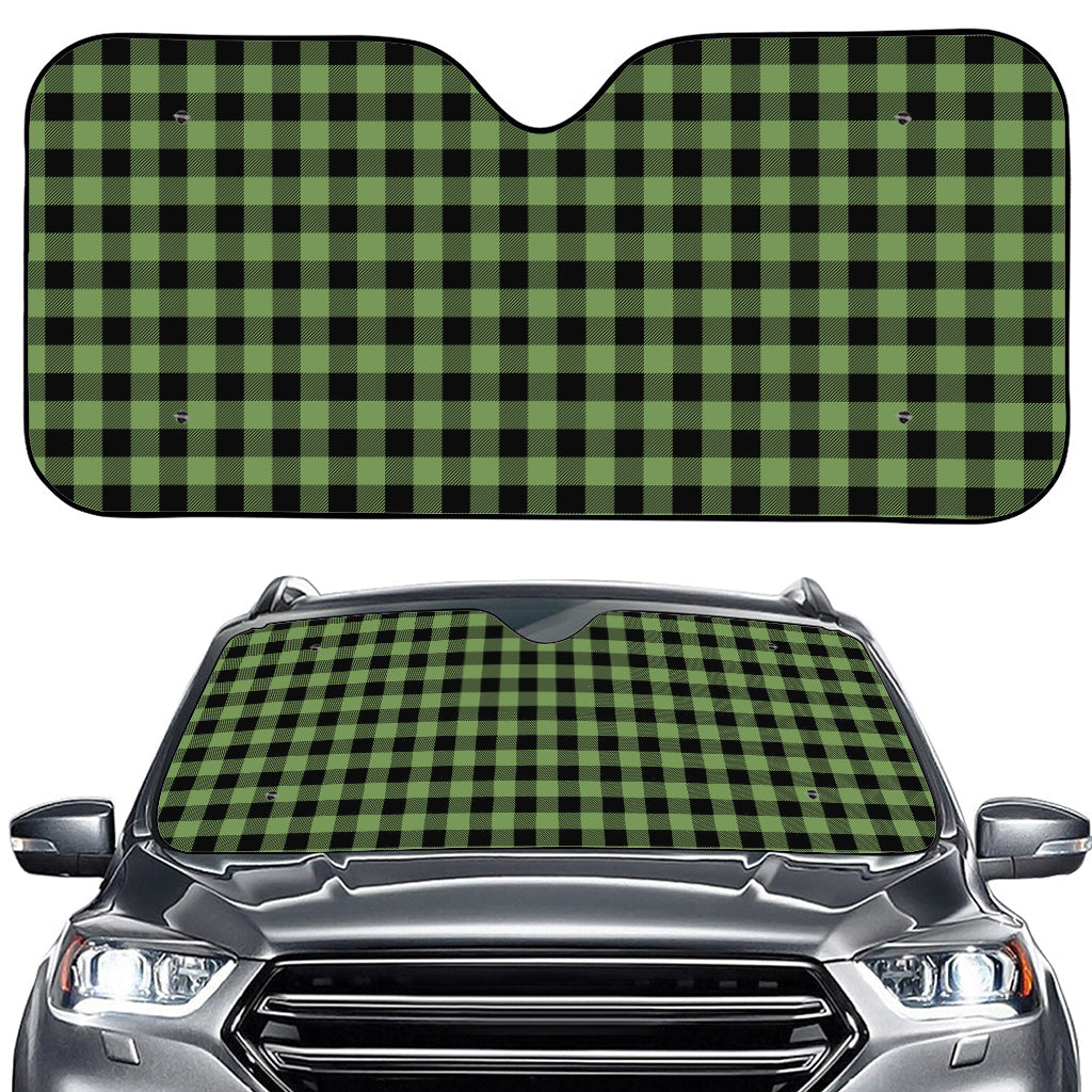 Sage Green Buffalo Check Pattern Print Car Windshield Sun Shade