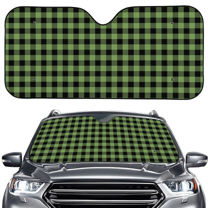 Sage Green Buffalo Check Pattern Print Car Windshield Sun Shade