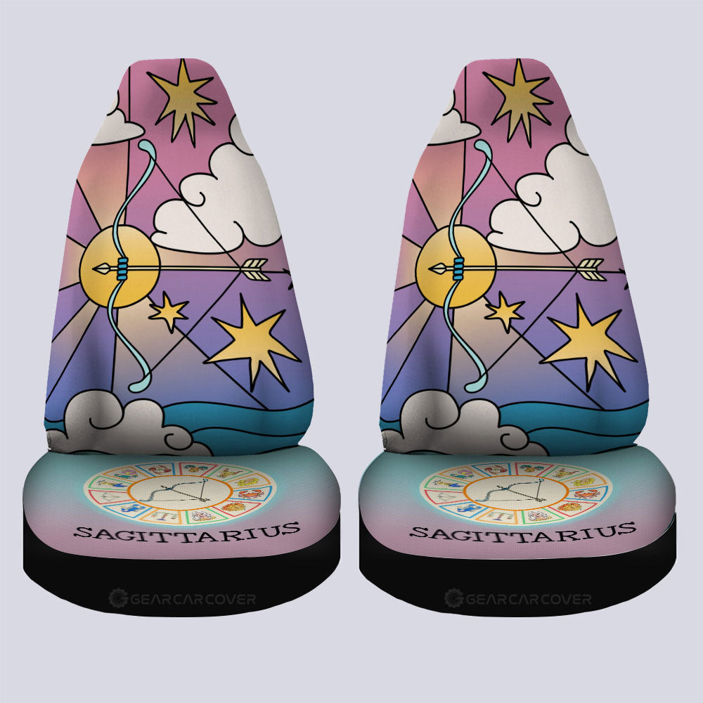 Sagittarius Colorful Car Seat Covers Custom Zodiac Car Accessories