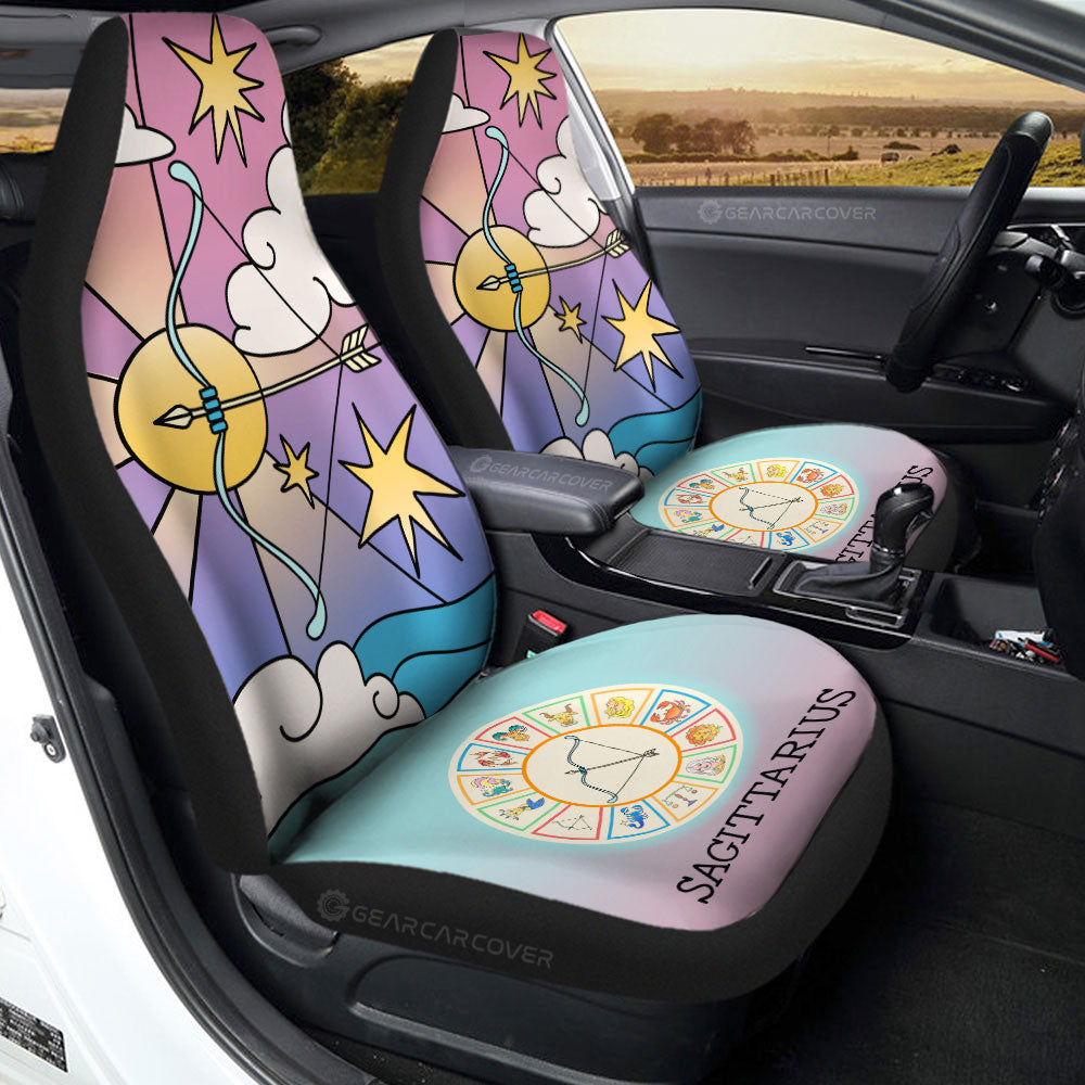 Sagittarius Colorful Car Seat Covers Custom Zodiac Car Accessories