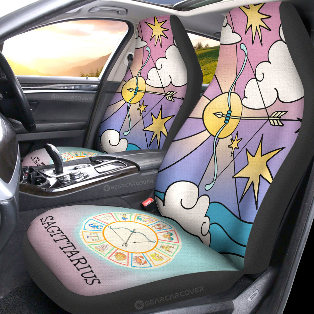 Sagittarius Colorful Car Seat Covers Custom Zodiac Car Accessories