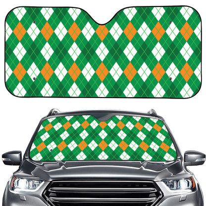 Saint Patrick's Day Argyle Pattern Print Car Windshield Sun Shade