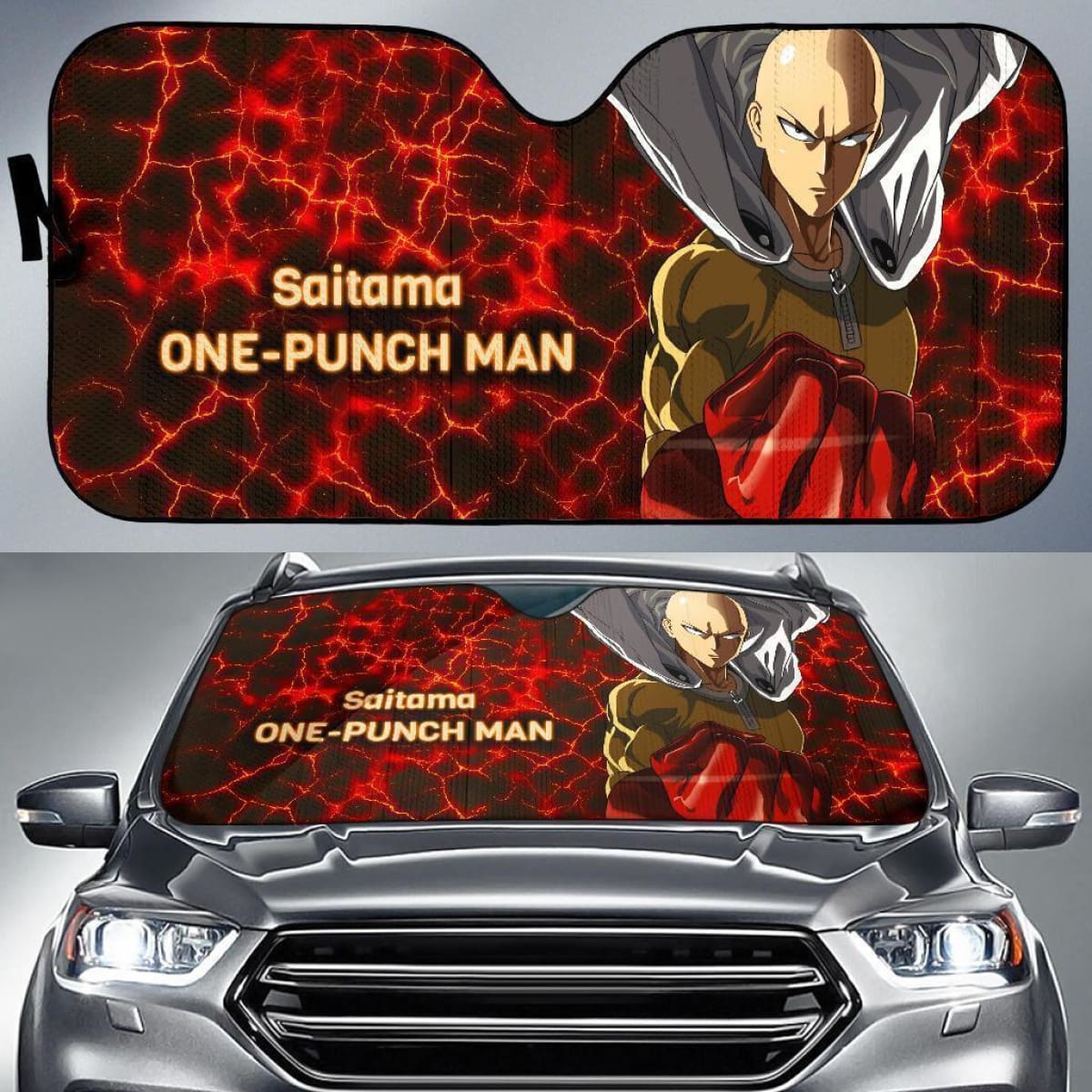 Saitama One Punch Man Anime Auto Sun Shade Nh07 Universal Fit 111204