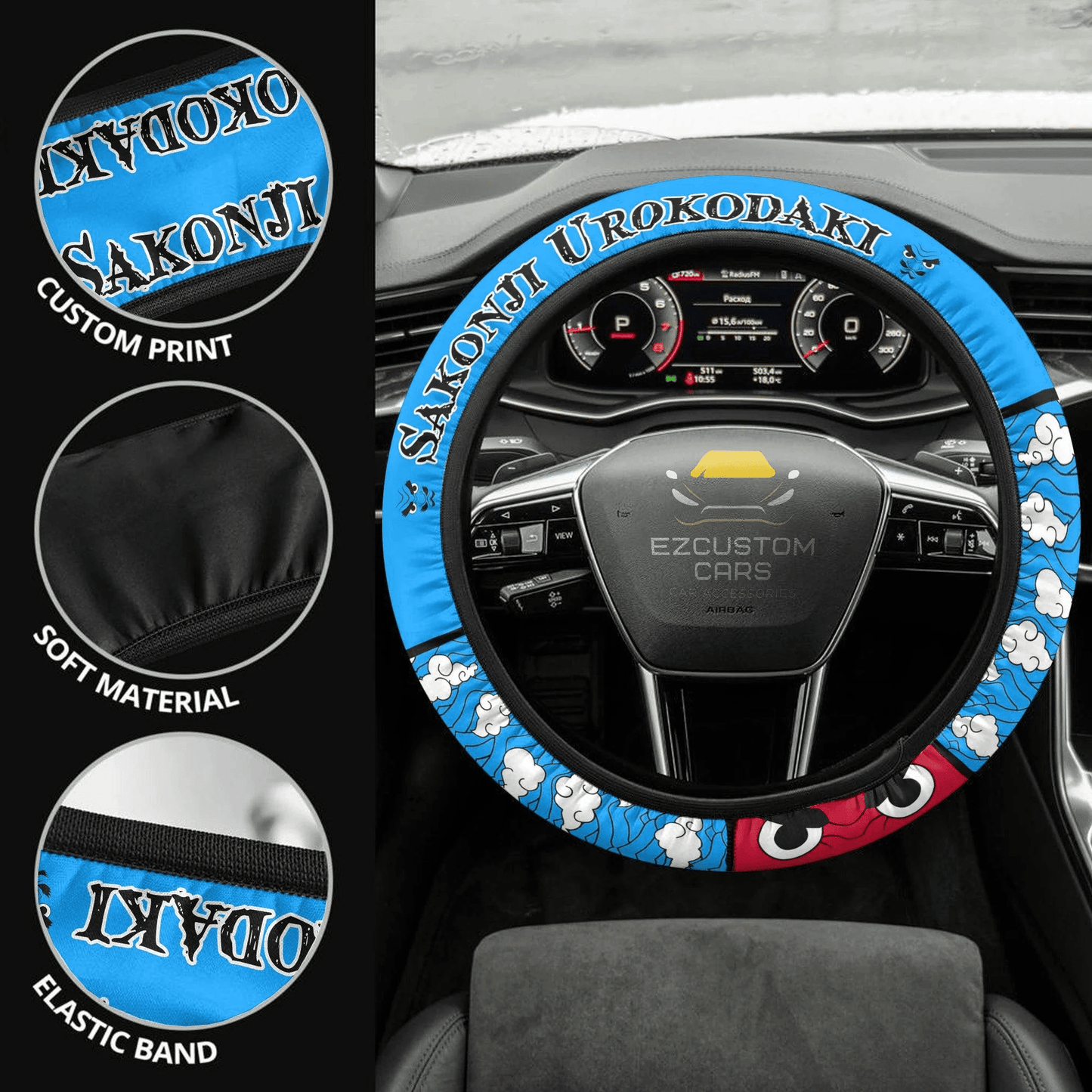 Sakonji Urokodaki Anime Steering Wheel Cover Custom Anime Demon Slayer Car Accessories