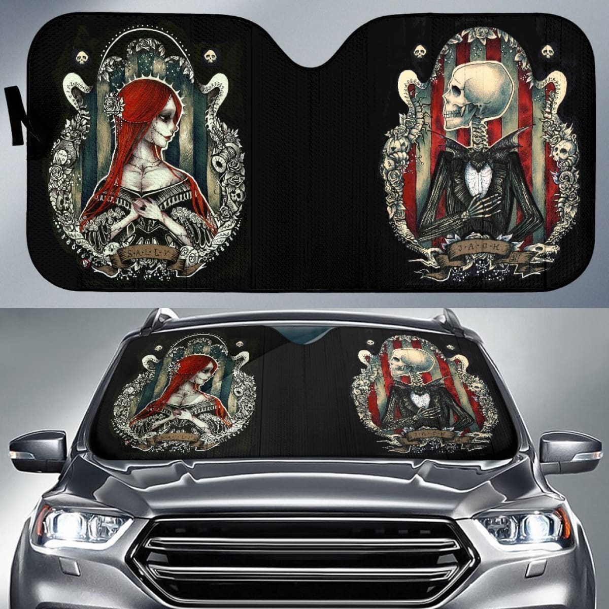 Sally & Jack Nightmare Before Christmas Auto Sun Shades Lt02 Universal Fit 111204