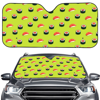 Salmon Sushi And Rolls Pattern Print Car Windshield Sun Shade