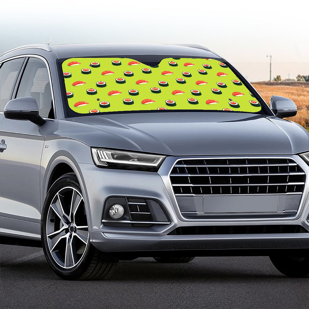 Salmon Sushi And Rolls Pattern Print Car Windshield Sun Shade