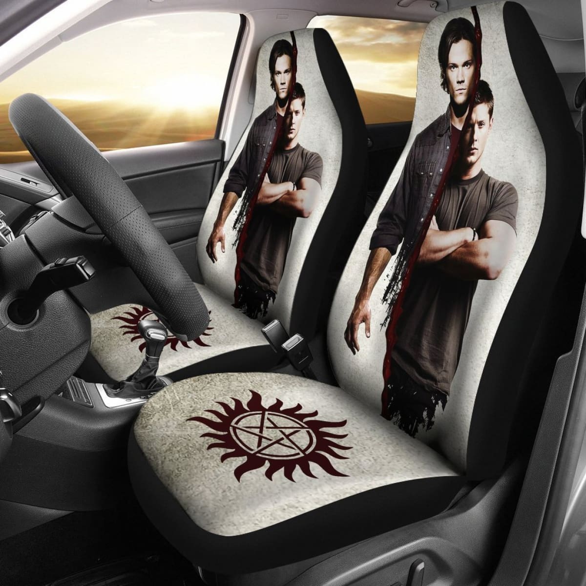 Sam & Dean Logo Of Supernatural Car Seat Covers Mn04 Universal Fit 225721