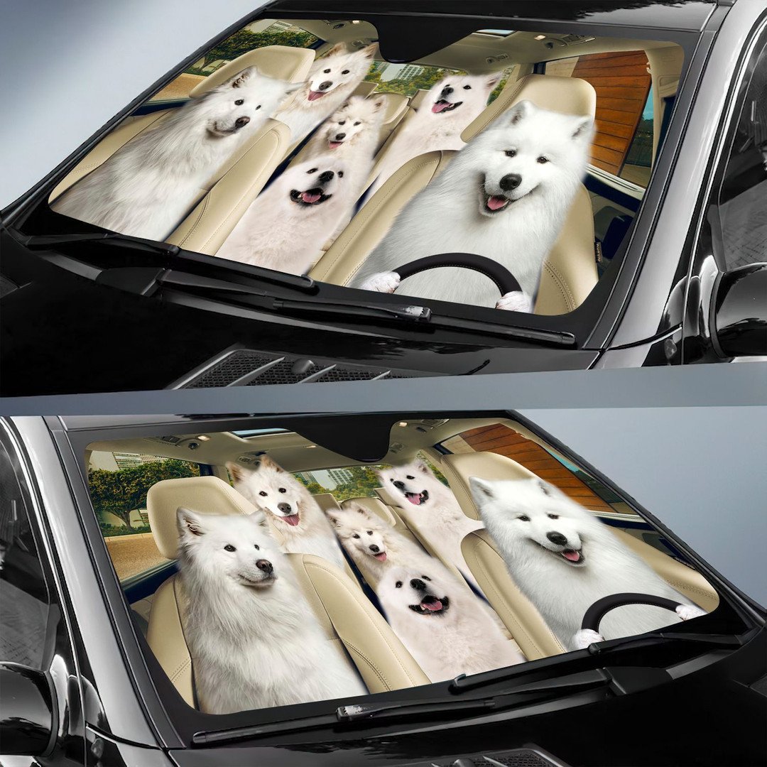 Samoyed Car All Over Printed 3D Sun Shade