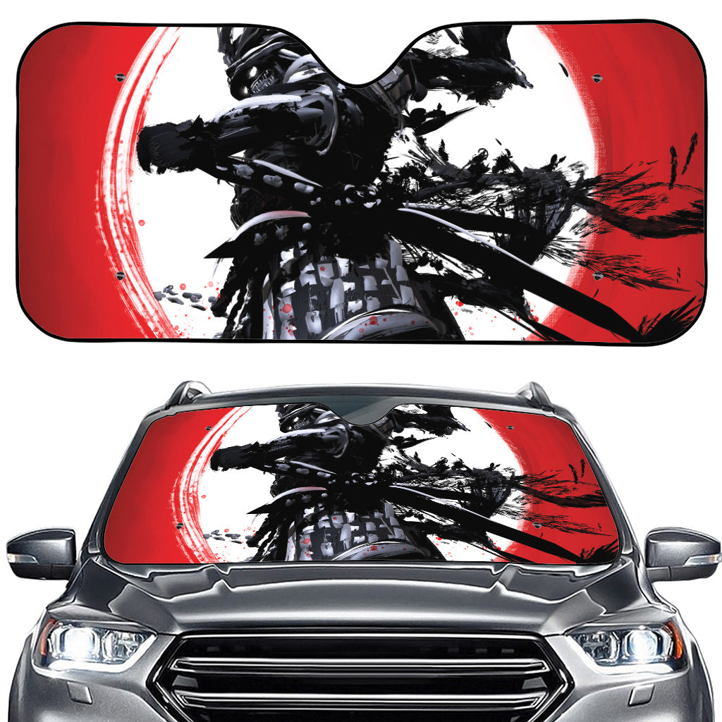 Samurai And Crow Print Car Windshield Sun Shade