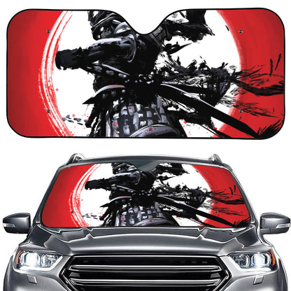 Samurai And Crow Print Car Windshield Sun Shade