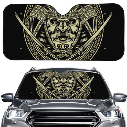 Samurai Warrior Mask Print Car Windshield Sun Shade